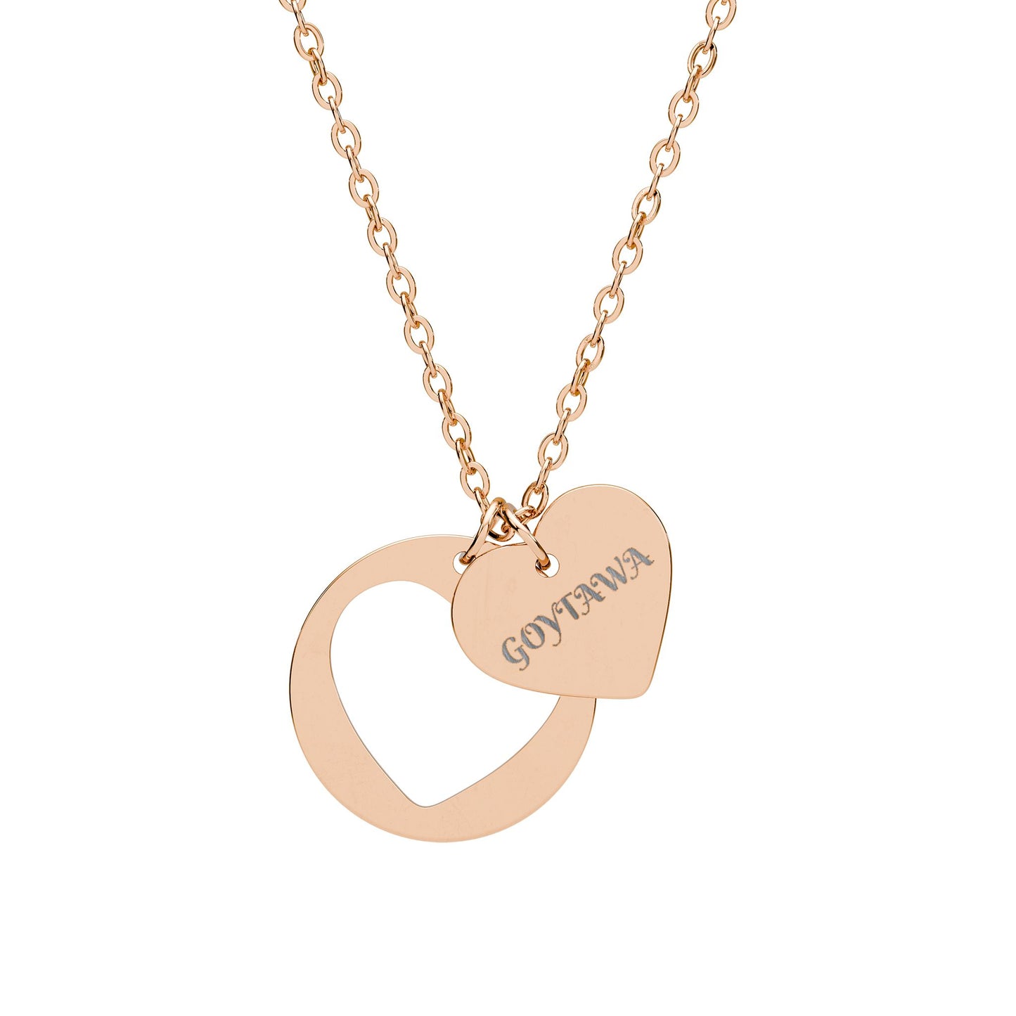 GOYTAWA Heart Necklace - Tigrinska Engraved Rose Gold Pendant