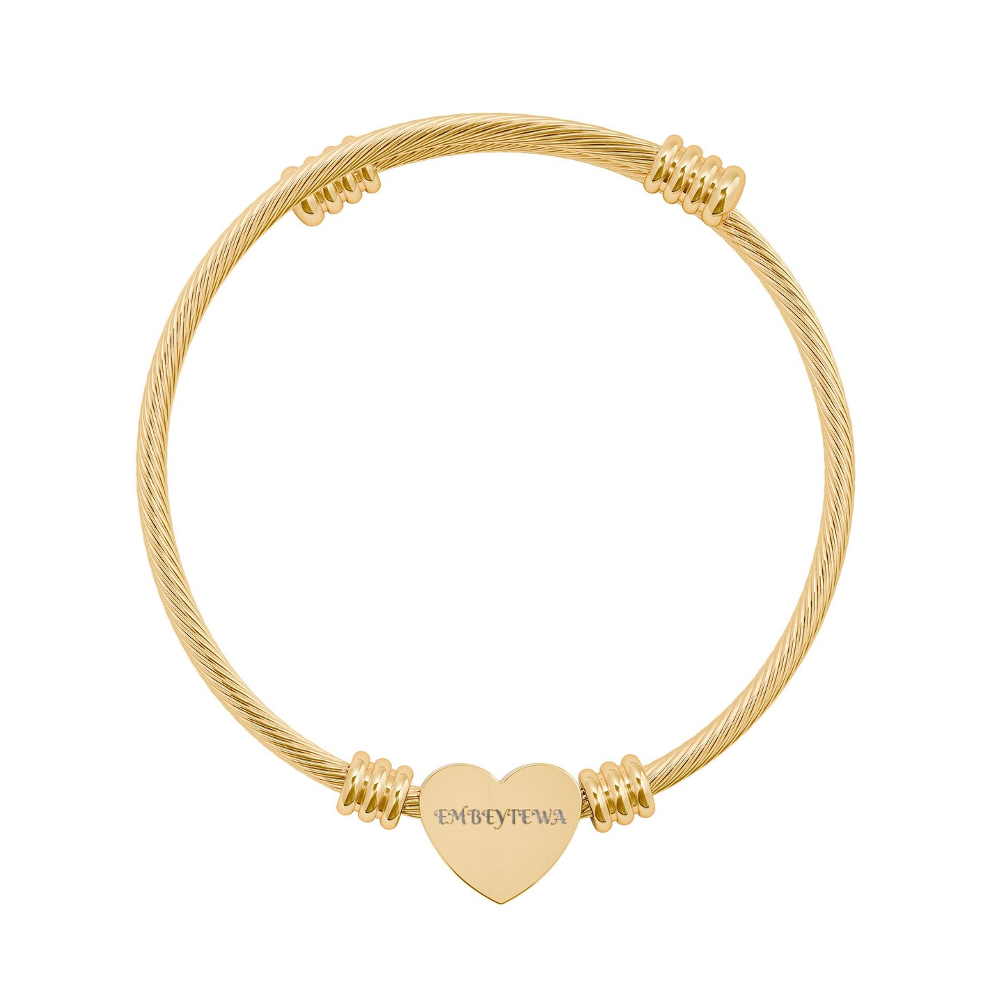 EMBEYTEWA Heart Bracelet - Tigrinska Engraved Cuff Bracelet