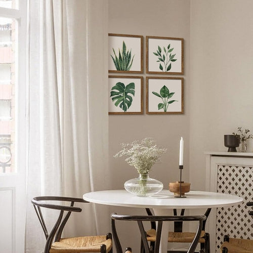 Stampe incorniciate per bagno con piante botaniche verdi – Set da 3