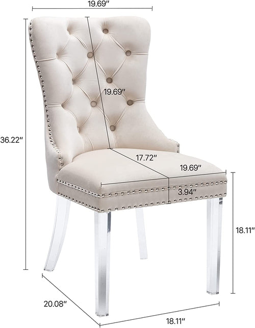 Velvet Tufted Dining Chairs Set of 4 with Acrylic Legs