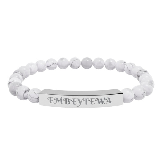 EMBEYTEWA Beaded Bracelet - Tigrinska Engraved Steel & Black Onyx