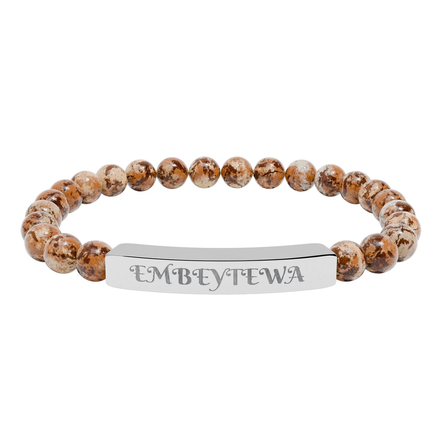 EMBEYTEWA Beaded Bracelet - Tigrinska Engraved Steel & Black Onyx