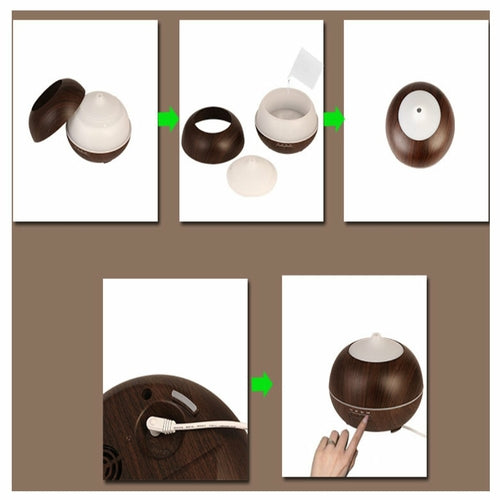 Essential Oil Diffuser Humidifier – Natural Oak Wood Design