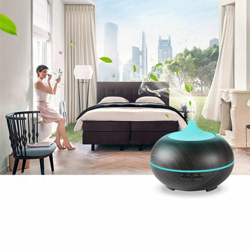 Essential Oil Diffuser Humidifier – Natural Oak Wood Design