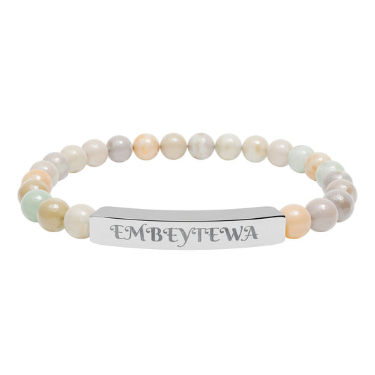 EMBEYTEWA Beaded Bracelet - Tigrinska Engraved Steel & Black Onyx