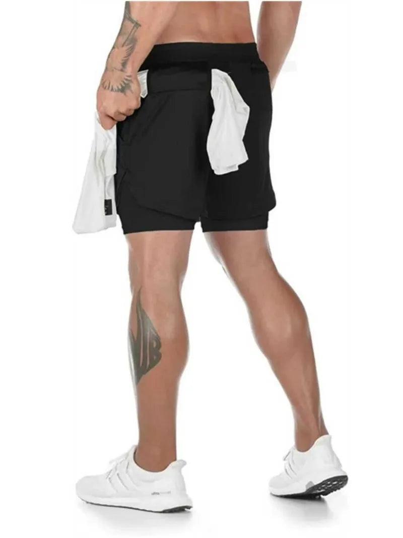 Men's 2-in-1 Running Shorts - Quick-Dry Athletic Shorts with Phone Pocket