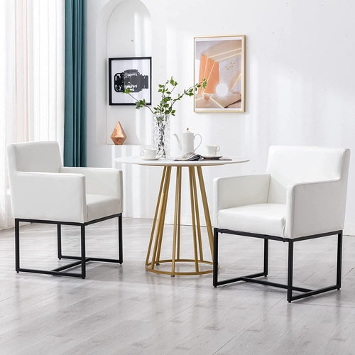 Set of 4 White Upholstered Armchairs – Modern Dining Chairs