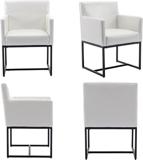 Set of 4 White Upholstered Armchairs – Modern Dining Chairs