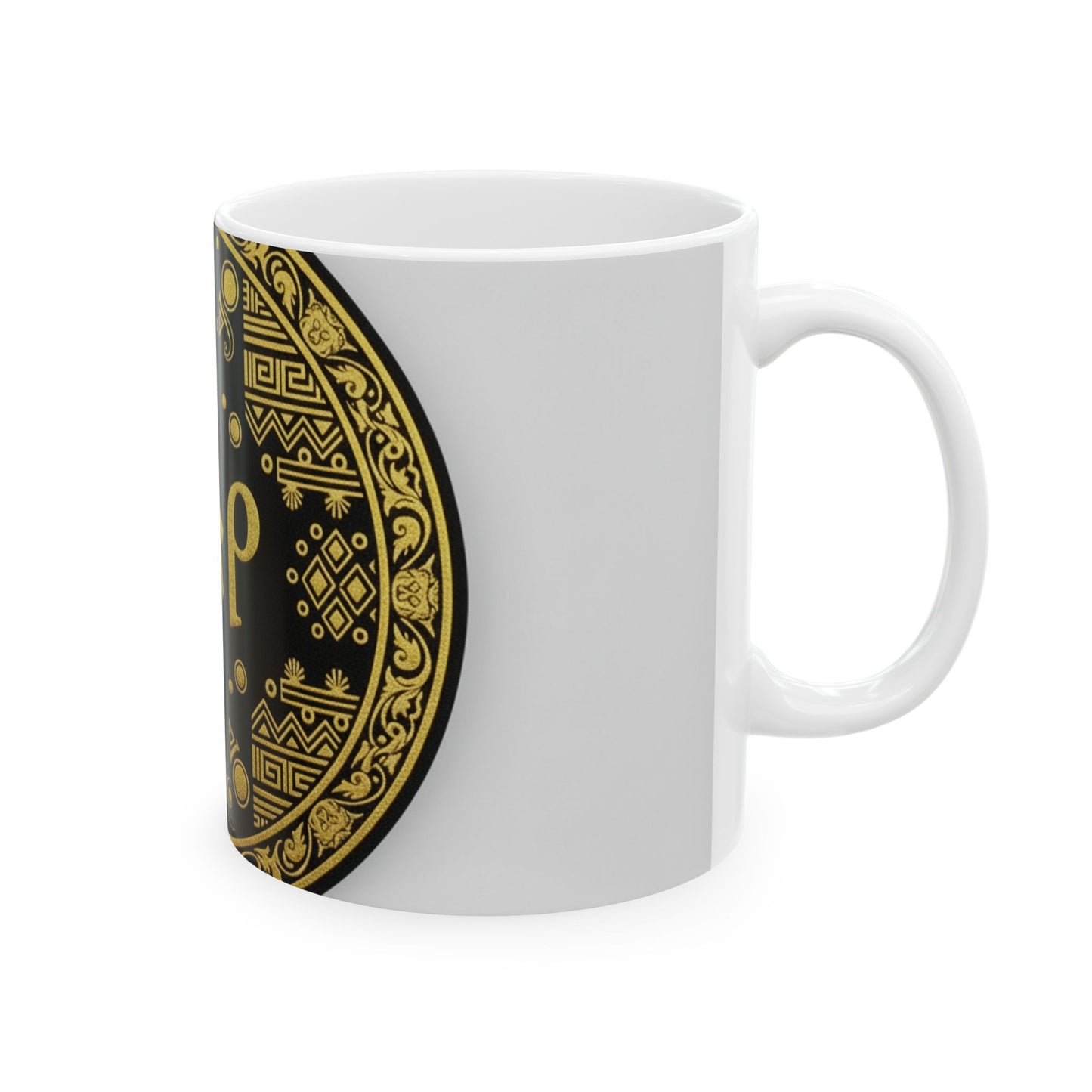 Gold Nordic Rune Ceramic Mug — Elegant Viking-Inspired 11oz & 15oz Coffee Cup