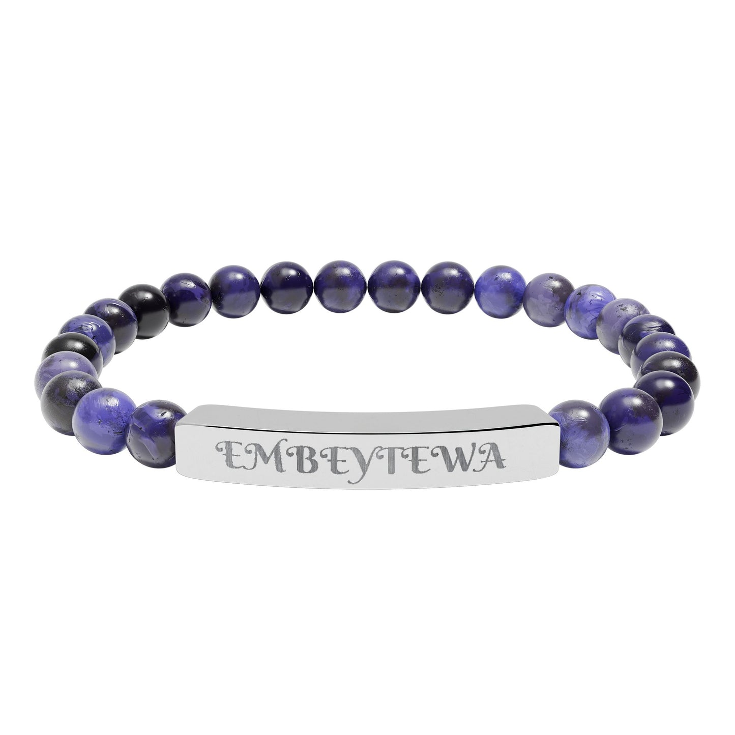EMBEYTEWA Beaded Bracelet - Tigrinska Engraved Steel & Black Onyx