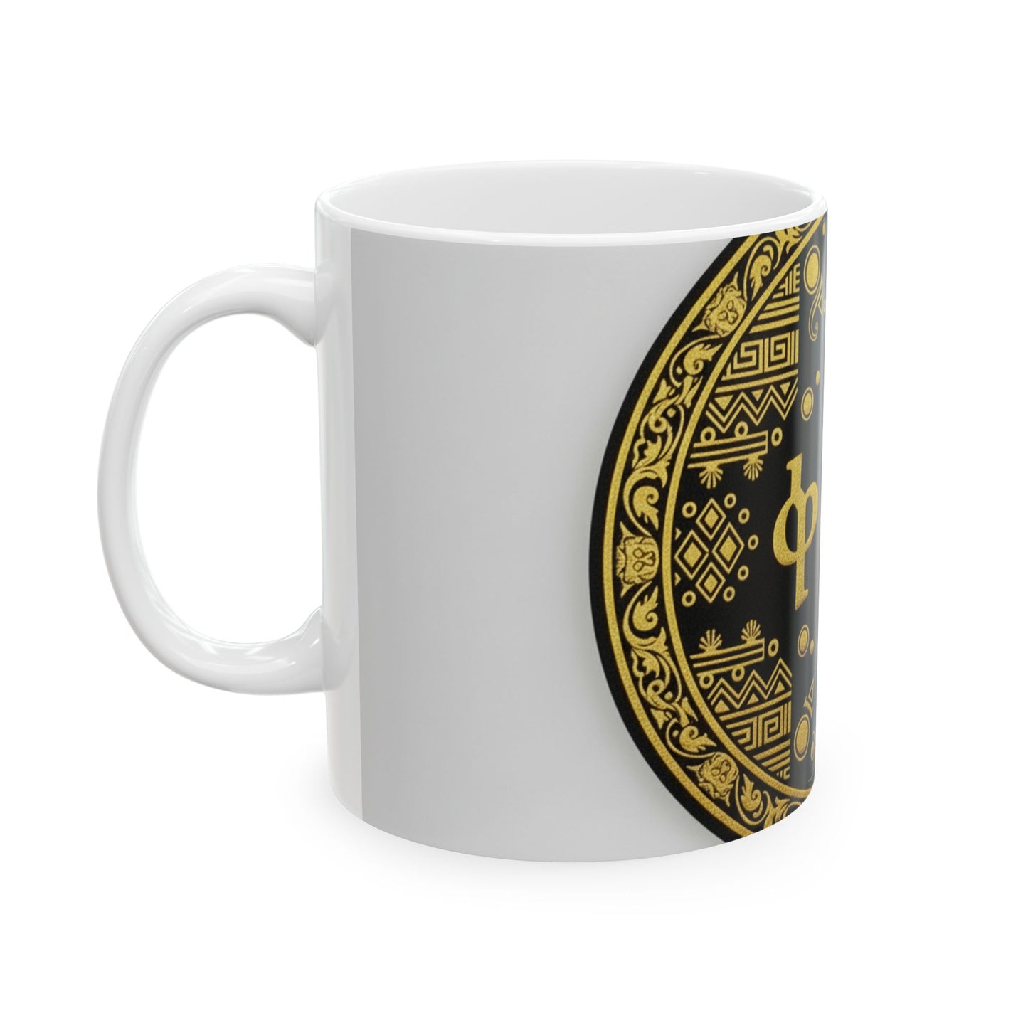 Gold Nordic Rune Ceramic Mug — Elegant Viking-Inspired 11oz & 15oz Coffee Cup