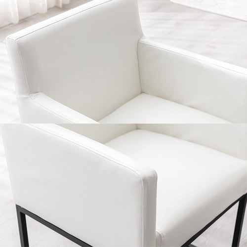 Set of 4 White Upholstered Armchairs – Modern Dining Chairs