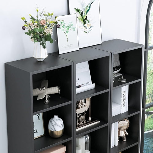 8 Tier Media Tower Rack With Adjustable Shelves Black 70 Inch Tall