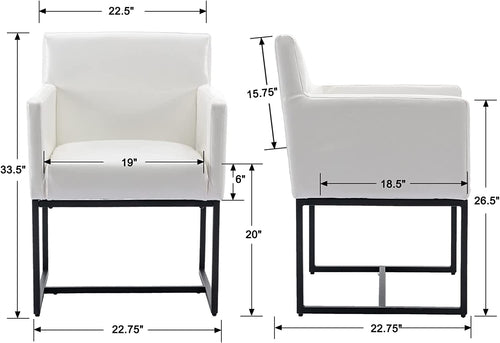 Set of 4 White Upholstered Armchairs – Modern Dining Chairs