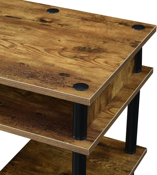 Student Desk with Shelves – Barnwood & Black No-Tools Assembly