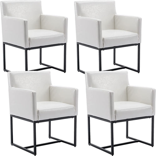 Set of 4 White Upholstered Armchairs – Modern Dining Chairs