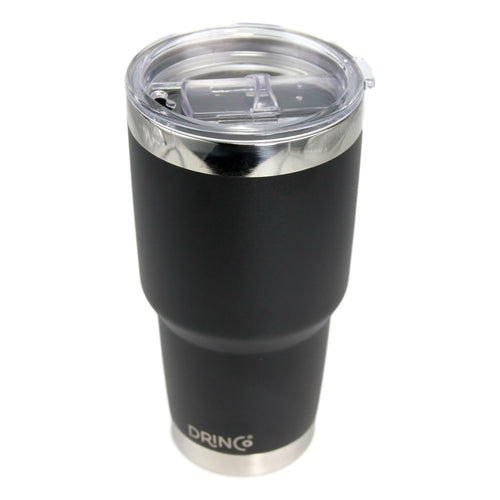 DRINCO® 30oz Insulated Tumbler – Spill-Proof Lid with 2 Straws (Black)