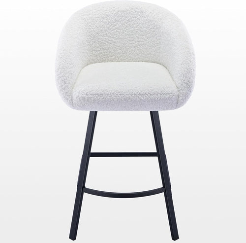 26" Swivel Counter Stool – White Sherpa Upholstered Bar Stool
